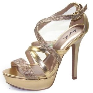 Qupid Gold Strappy Heels